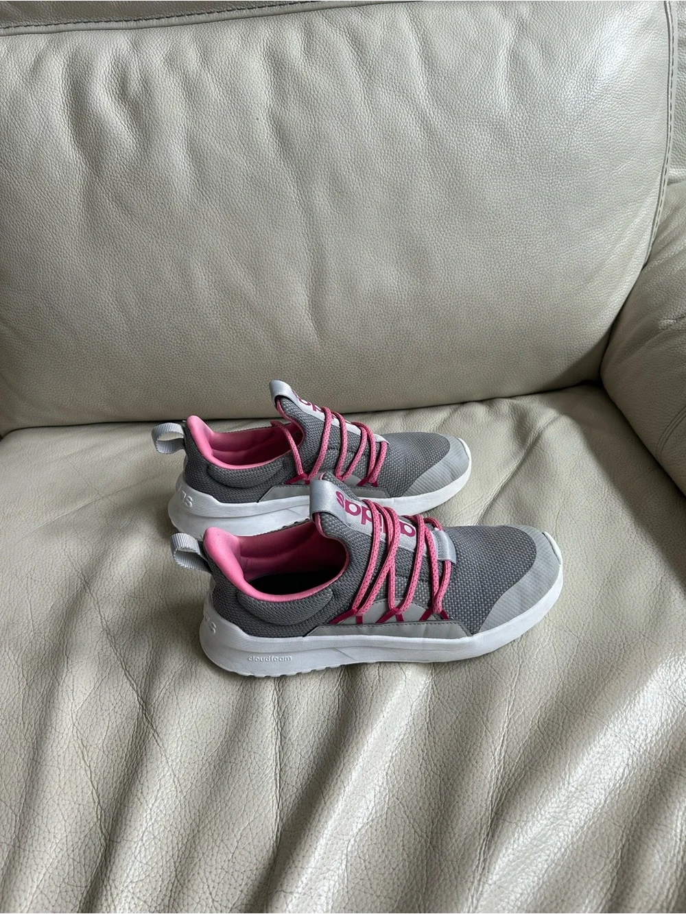 Adidas Gray and Pink Athletic Sneakers, Size 6